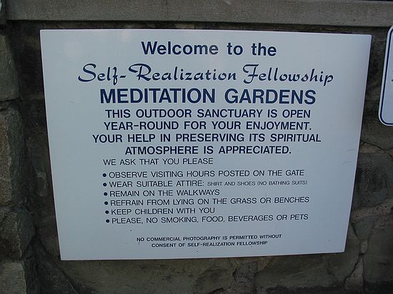 Entrance signage - Meditation gardens: Yogananda Self-Realization Fellowship, Encinitas, California