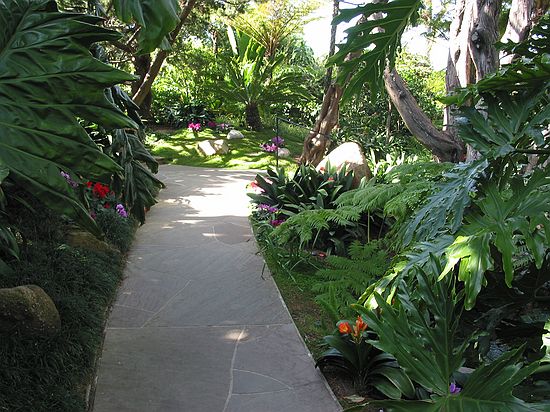 Walkway, immaculately clean - Meditation gardens: Yogananda Self-Realization Fellowship, Encinitas, California